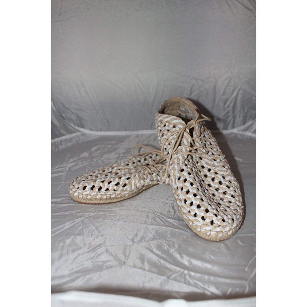 Zimmermann Woven Braided Leather Espadrille Tan White Ivory Shoes Size Womens 11